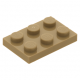 LEGO lapos elem 2x3, sötét sárgásbarna (3021)